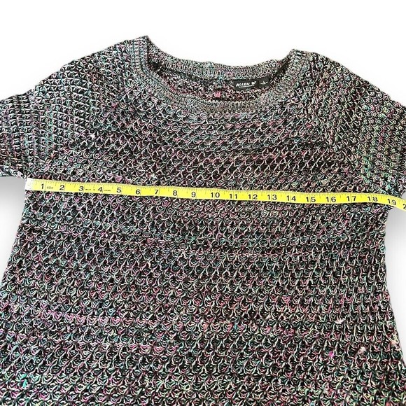 Allen B. By Allen Schwartz Black Rainbow Loose Knit High Low Sweater Sz Large - Picture 11 of 13